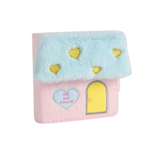 Album porte-cartes peluche en forme de maison rose et bleue pour cartes de fans