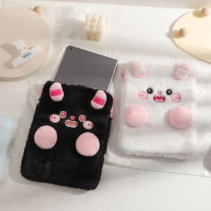 Cute cartoon devil plush iPad sleeve for 11 inch tablet with embroidery and fuzzy balls