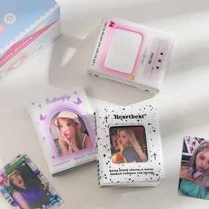 Minimalist PVC 3-inch photocard collect book with heart and butterfly hollow cover designs
