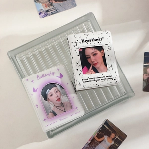 Mini 3-inch photo album with hollow heart window for idol photocard storage