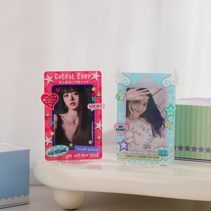 Pastel acrylic photo card holder with stars and wings design for desktop display