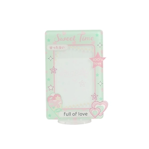 Cute pastel acrylic photo frame with star patterns and a transparent round base stand