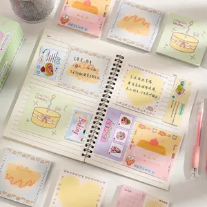 Cute Korean style cartoon notepad set with sweet dessert and pet patterns for journaling