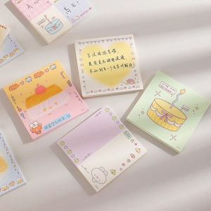 Cute cartoon square memo pads with colorful illustrations and handwritten style notes