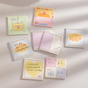 Set of cute cartoon square memo pads with pastel colors and lovely animal illustrations