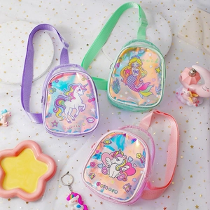 Enfants Filles Dessin Animé Licorne Sirène Sac De Poitrine PVC Holographique Laser Bandoulière Réglable Mignon