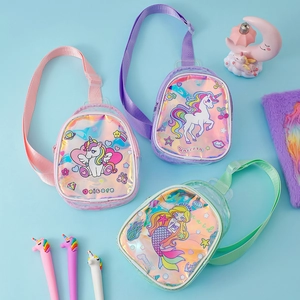 Trois sacs bandoulière licorne et sirène en PVC coloré avec sangles réglables