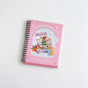 Rosa Notizbuch mit Spiralbindung Dessert Design im Retro Stil und festem Einband