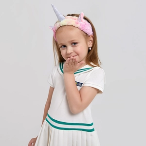 Serre-tête licorne en peluche pour filles avec dégradé rose et corne argentée brillante
