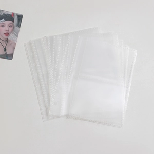 Makro-Detail von transparenten A7 6-Loch PP Binder Hüllen für Fotokarten Aufbewahrung
