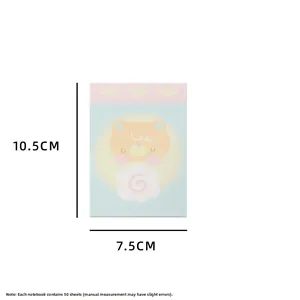 Détail de blocs-notes ours avec dimensions de 10,5 cm sur 7,5 cm contenant 50 feuilles