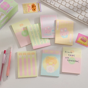 Cute cartoon bear sticky notes set in pastel colors for school and office supplies
