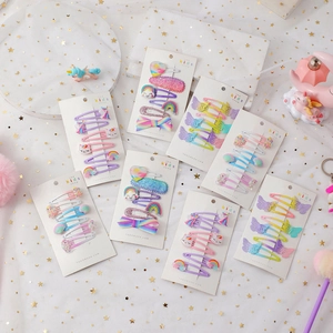 Mollette Per Capelli Cartone Animato Ragazze Metallo Resina Glitter Unicorno Sirena Farfalla Arcobaleno Accessori Bambini
