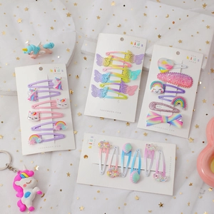 Set di 6 fermagli per capelli per bambine con unicorno farfalla e glitter arcobaleno