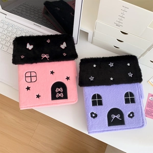 Plush House Photo Album A5 Loose Leaf Binder K-pop Photocard Collect Book Cute Cartoon Embroidery Magnetic Buckle Girls