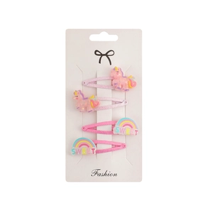 Set di 4 fermagli per capelli per bambine con unicorno arcobaleno e glitter