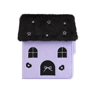 A5 purple plush photo album binder in house shape with star embroidery and bow details