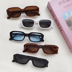 Five pairs of trendy square sunglasses in varied colors for hip-hop and festival style