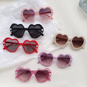 Kinder Herz Sonnenbrille Mit Künstlichen Künstliche Perlen UV Schutz Süßigkeiten Farben Mode Brillen Für Mädchen Jungen