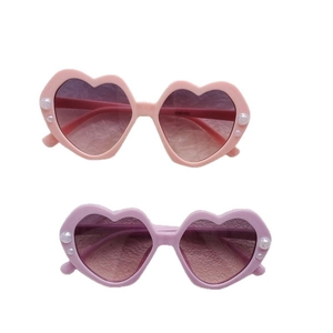 Kinder Sonnenbrille in Herzform mit Perlen in Pastellrosa und Lila mit Farbverlauf