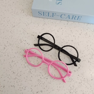 Kids round fashion glasses frames in black and pink for children decorative dress up