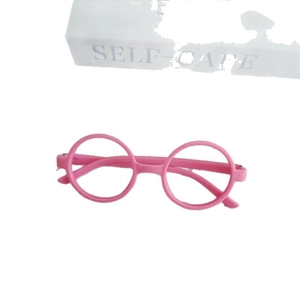 Pink round frame glasses for children featuring a stylish minimalist Korean design