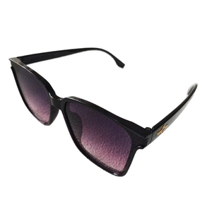 Lunettes de soleil noires tendance avec verres dégradés violets et logo abeille doré