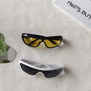 Y2K oversized wrap-around sports sunglasses with black and white frames for outdoor activities