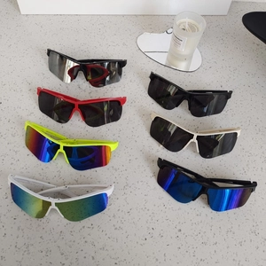 Foldable kids sports sunglasses in multiple vibrant colors with large protective frames