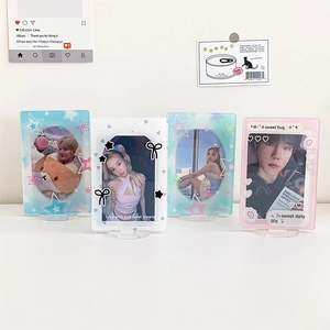 Acrylic Photocard Holder Display Stand Desktop Decoration Cute Heart Star Bow Frame For Cards Polaroid Photos