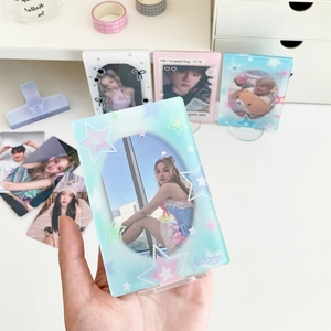 Pastel acrylic photo frame with bow and star design for 3-inch mini photos