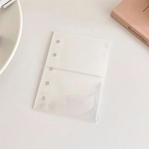 Klarsichtige PVC-Einlegetasche mit 6 Löchern und zwei Fächern für Mini-Fotokarten