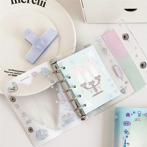 3-ring transparent PVC binder with cute stickers for M5 photo cards and small card storage