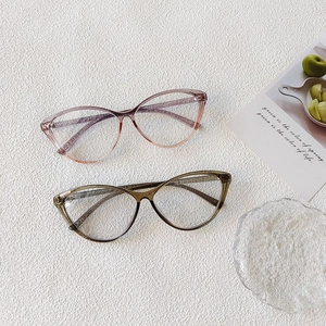 Montures de lunettes œil-de-chat légères en résine violet dégradé et vert olive