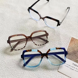 Chic oversized optical glasses frames in tortoiseshell and contrast colors for women