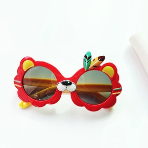 Lunettes de soleil polarisées pour garçons motif lion dessin animé rouge et jaune