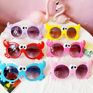 Kids Cartoon Crab Shape Sunglasses UV400 Protection PC Frame AC Lens Flexible Trendy Eyewear For Toddlers Children
