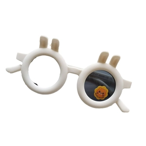 Polarized cream bunny ear sunglasses for kids with HD lenses and CE safety mark