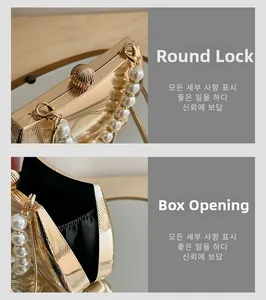 Detail der goldenen Abendtasche mit rundem Verschluss und Box-Öffnungs-Design