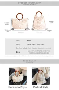 Größentabelle für Acryl-Handtasche mit horizontalen und vertikalen Abmessungen