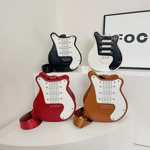Chic guitar-shaped crossbody bags with rivets and adjustable straps in multiple colors