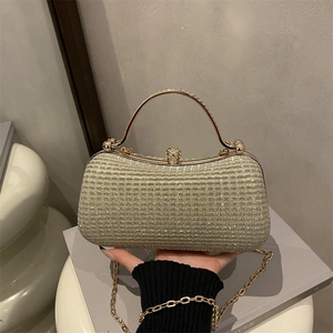 Evening Clutch Bag Acrylic Sequin Glitter Metal Handle Rhinestone Lock Chain Crossbody Purse Women Party Wedding Banquet
