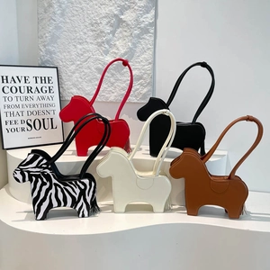 Unique horse-shaped PU leather shoulder bags in assorted colors for trendy women