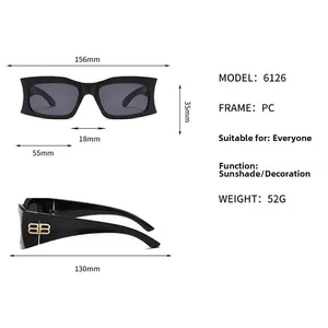 Spécifications de taille pour lunettes de soleil en PC 6126, largeur 156mm et poids de 52g