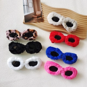 Gafas De Sol Con Montura De Felpa Piel Sintética Ovaladas Moda Ojo De Gato Lentes De Resina Protección UV400 Fiesta Mujer