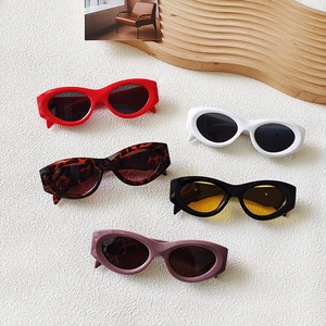 Retro-Sonnenbrille in Ovalform mit Leopardenmuster und dicken Rahmen in fünf Trendfarben