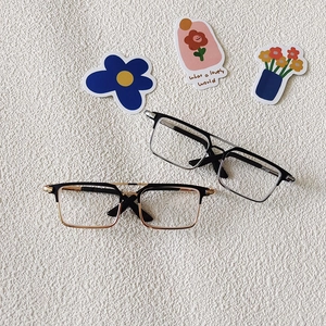 Mini Doll Glasses Metal Frame Square Rectangular Eyewear Accessories For Plush Dolls And Pets Fashion Retro Style