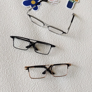 Three trendy square frame glasses in black, silver, and gold for 20cm plush dolls
