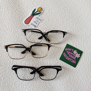 Three pairs of stylish metal square-frame glasses for 20cm cotton dolls and pets