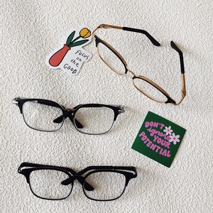 Three stylish metal square and round glasses frames for 20cm plush dolls and small pets